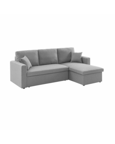 Canapé d'angle convertible 3 places en tissu gris clair