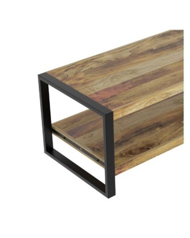Table basse en bois de manguier et pieds en métal