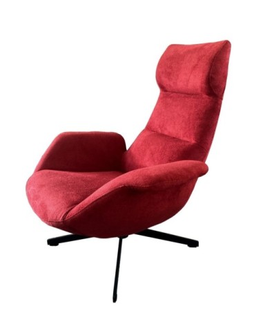 Fauteuil rotatif en tissu rouge