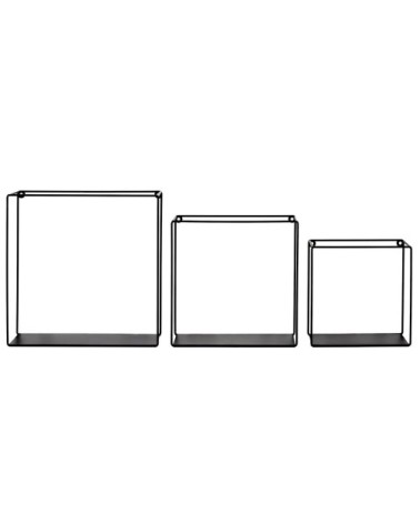 Lot de 3 étagères murales en métal - noir