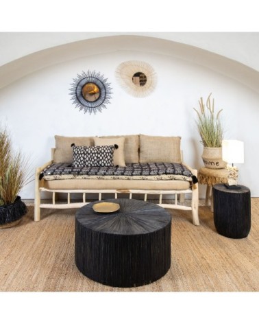 Meuble d'appoint en bois et feuilles de cocotier