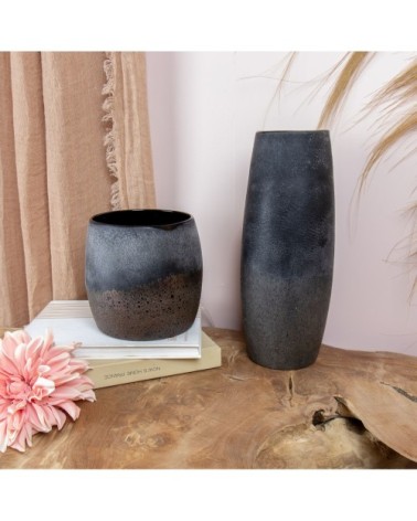 Vase en verre gris et taupe