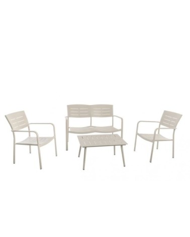Salon de jardin bas 4 places aluminium sable