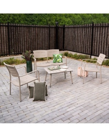 Salon de jardin bas 4 places aluminium sable