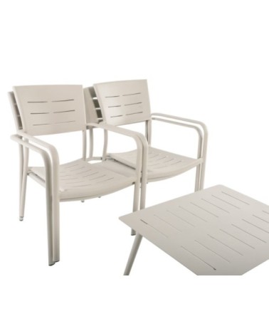 Salon de jardin bas 4 places aluminium sable