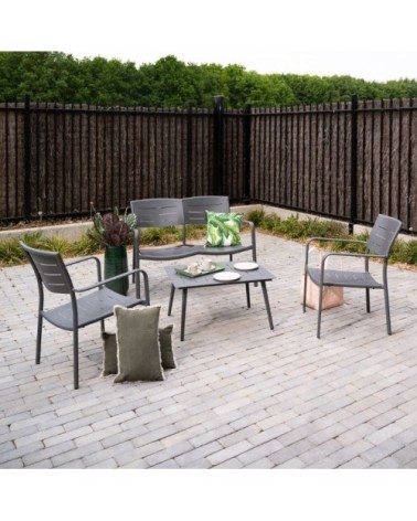Salon de jardin 4 places en aluminium carbone