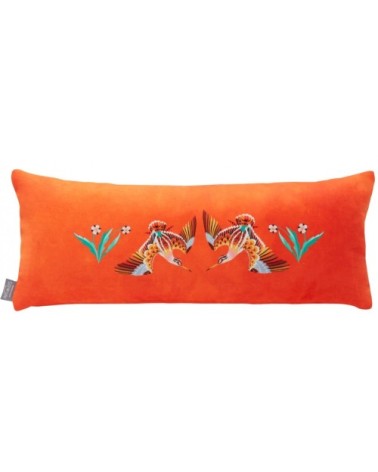 Coussin bécasse velours Orange 25 x 60