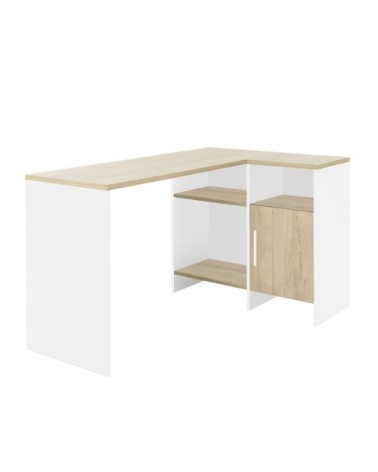 Bureau d'angle industriel avec 3 niches et 1 porte - Blanc