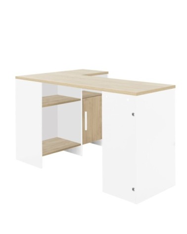 Bureau d'angle industriel avec 3 niches et 1 porte - Blanc