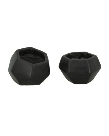 Set de 2 caches pots jais en béton noir