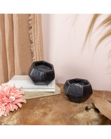 Set de 2 caches pots jais en béton noir