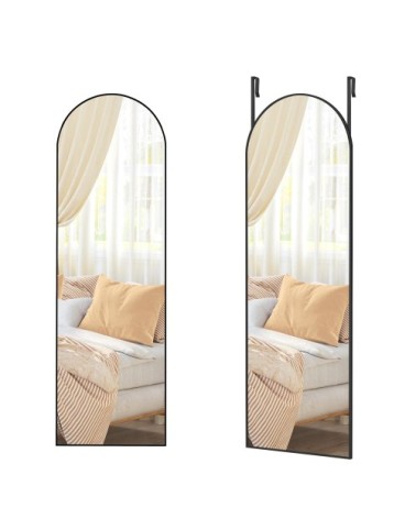 Miroir intégral suspendu 120 x 40 cm miroir courbé verre trempé noir