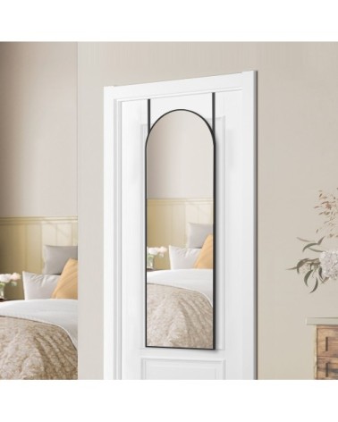 Miroir intégral suspendu 120 x 40 cm miroir courbé verre trempé noir