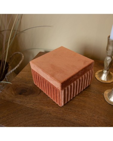 Boîte en velours plissé terracotta