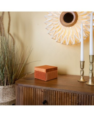 Boîte en velours plissé terracotta