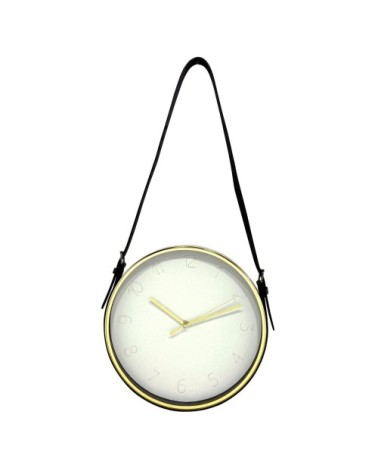 Horloge ronde à lanière blanc doré 30,5x30,5cm