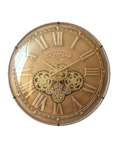 Horloge mécanisme convexe verre doré 60cm