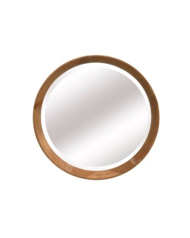 Miroir bois rond biseauté 52,6cm