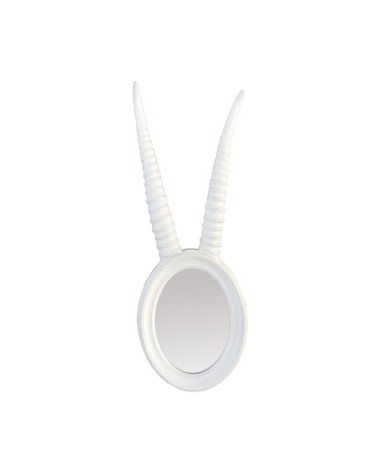 Miroir ovale cornes gazelle blanc 17x48cm