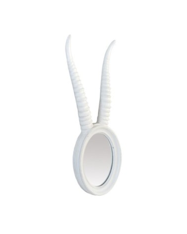Miroir ovale cornes gazelle blanc 17x48cm