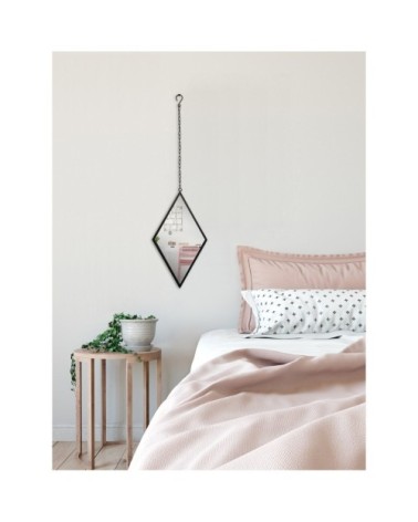 Miroir losange avec attache métal 21x36cm