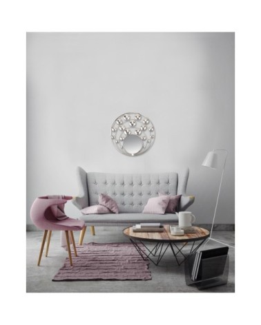 Miroir rond asymétrique métal argenté 89x89cm