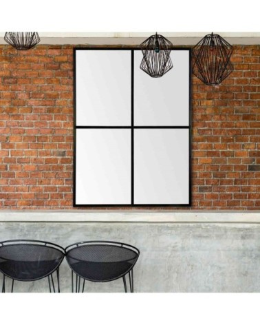 Miroir fenêtre rectangle noir 4 vues 90x120cm