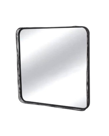 Miroir carré contours filaires métal noir 80x80cm