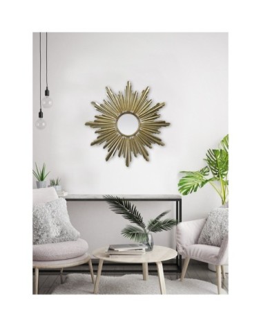 Miroir soleil rond métal doré 66cm