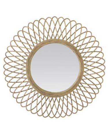 Miroir rond en rotin naturel 58cm