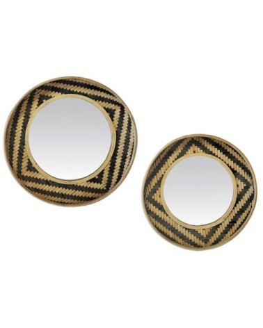 Lot 2 miroirs muraux paniers noir naturel 45 et 51cm