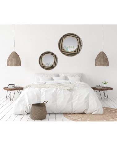 Lot 2 miroirs muraux paniers noir naturel 45 et 51cm
