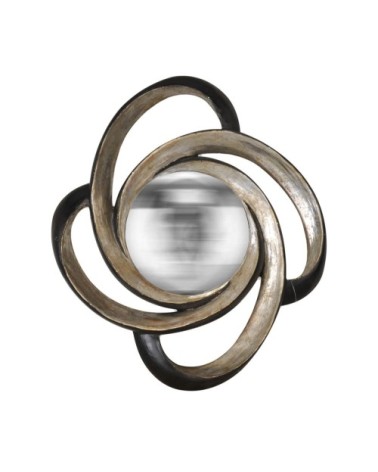 Miroir boucle noir et argenté 40x47cm