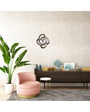 Miroir boucle noir et argenté 40x47cm