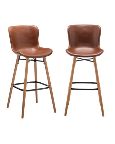 Lot de 2 chaises de bar marron l51 cm