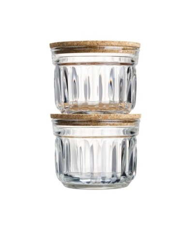 Verrine en verre transparent et liège-l'unité- set de 2