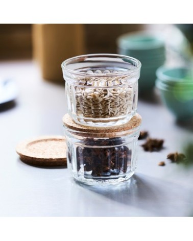 Verrine en verre transparent et liège-l'unité- set de 2