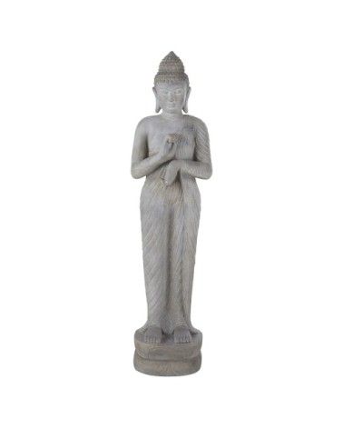 Statue de jardin bouddha grise blanchie H158