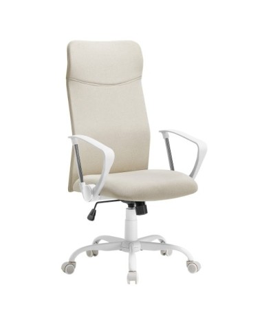 Fauteuil de bureau siège pivotant assise rembourrée inclinable beige
