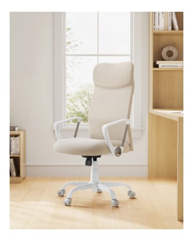 Fauteuil de bureau siège pivotant assise rembourrée inclinable beige