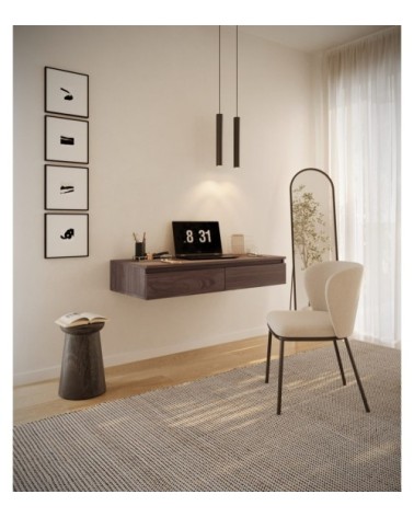 Bureau / coiffeuse murale, aspect noyer, 120 cm