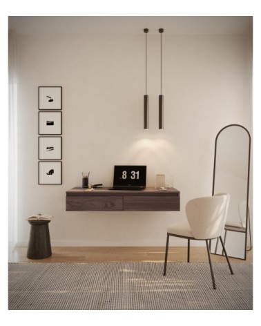 Bureau / coiffeuse murale, aspect noyer, 120 cm