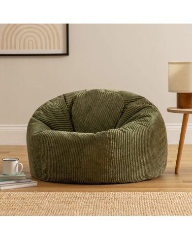 Lot de 2 poufs velours côtelé vert sauge