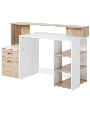 Bureau informatique multimédia multi-rangements aspect chêne blanc