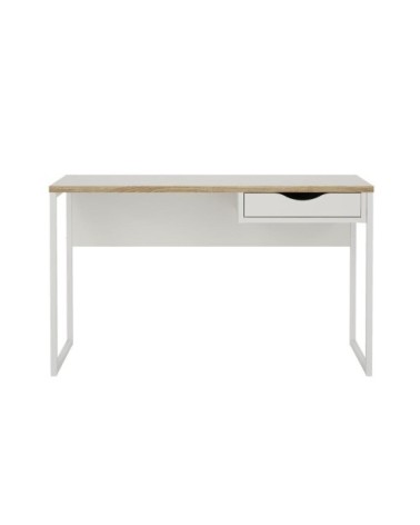 Bureau 1 tiroir avec piètement métallique l130 cm - blanc