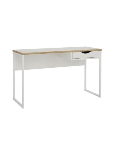 Bureau 1 tiroir avec piètement métallique l130 cm - blanc