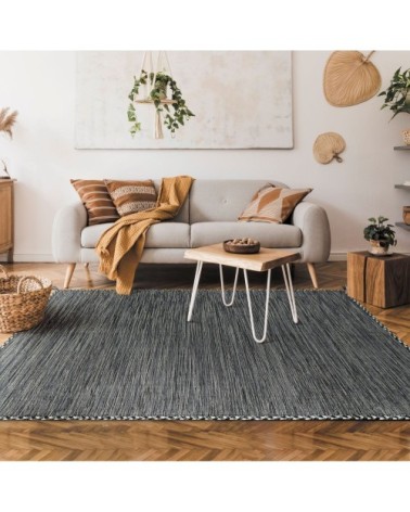 Tapis 100% coton tissé et tressé gris 160x230