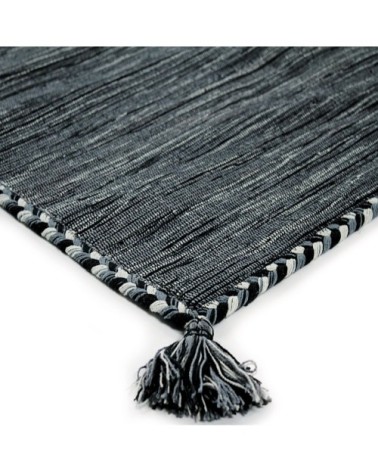 Tapis 100% coton tissé et tressé gris 160x230
