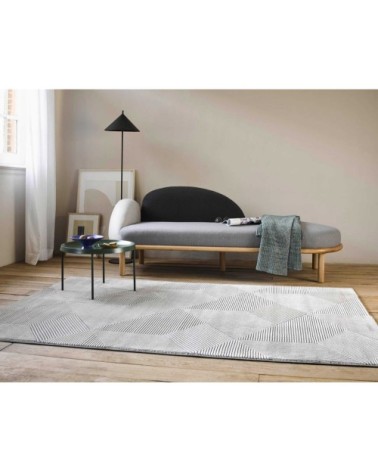 Tapis motif géométrique relief beige taupe 200x133