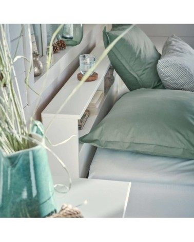 Lit coffre bois massif blanc 140 x 190 cm